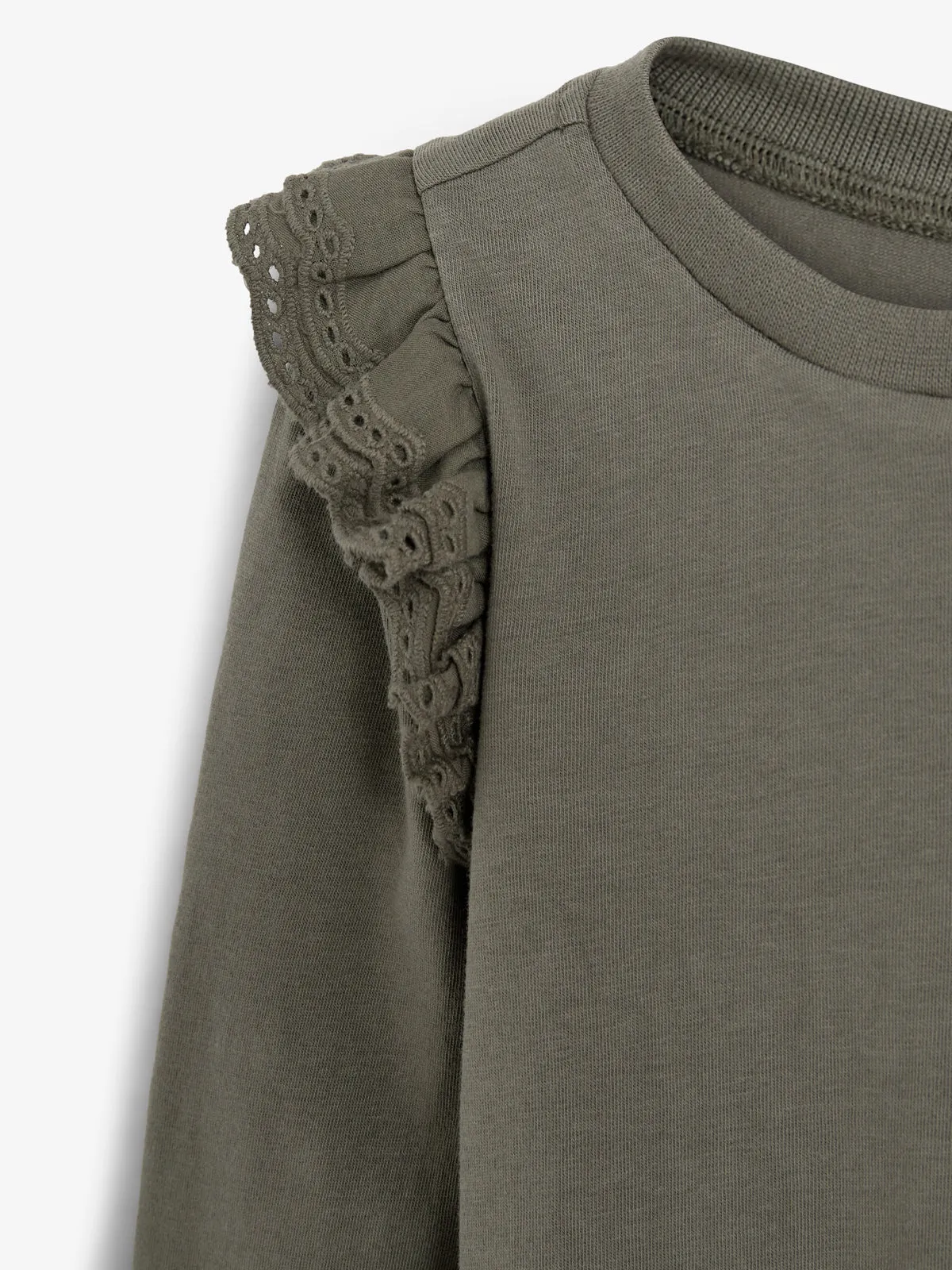 Frill Cap Jersey Blouse - Little - Green